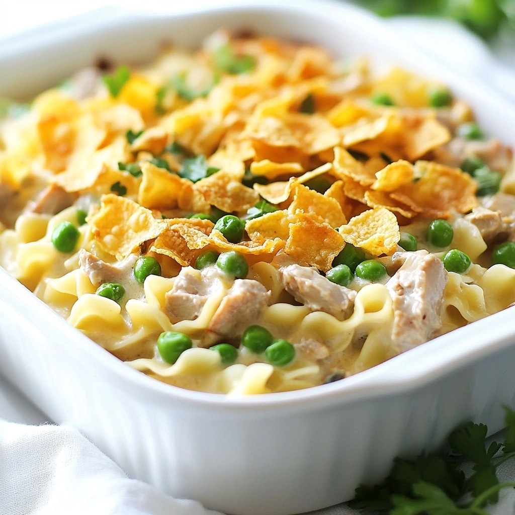 Cozy Creamy Tuna Noodle Casserole with Peas Delight