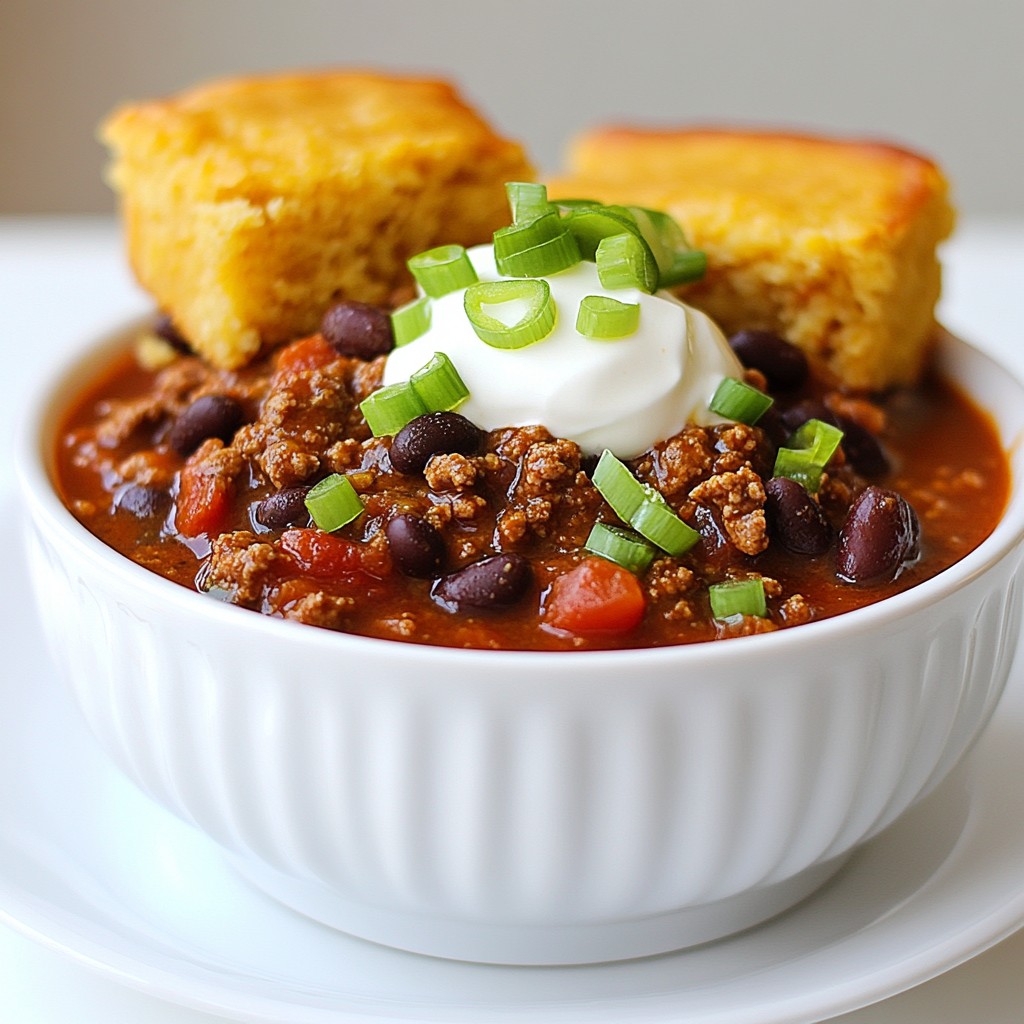 Comfort Food Spicy Southern Chili with Cornbread Meal