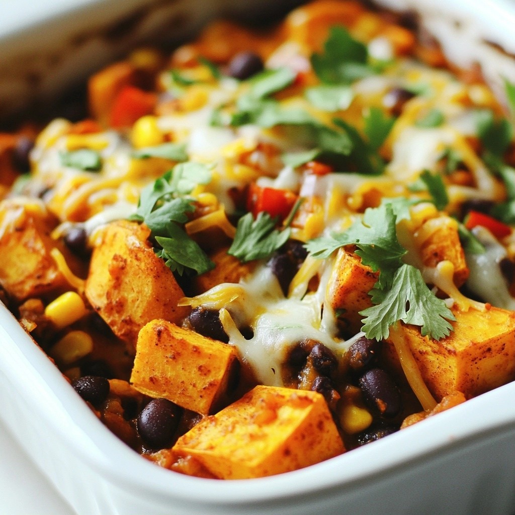 Hearty Southern Sweet Potato and Black Bean Casserole
