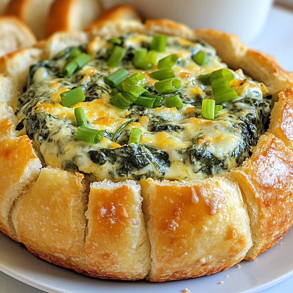 Cheesy Spinach Dip Bread Bowl Tasty and Simple Recipe