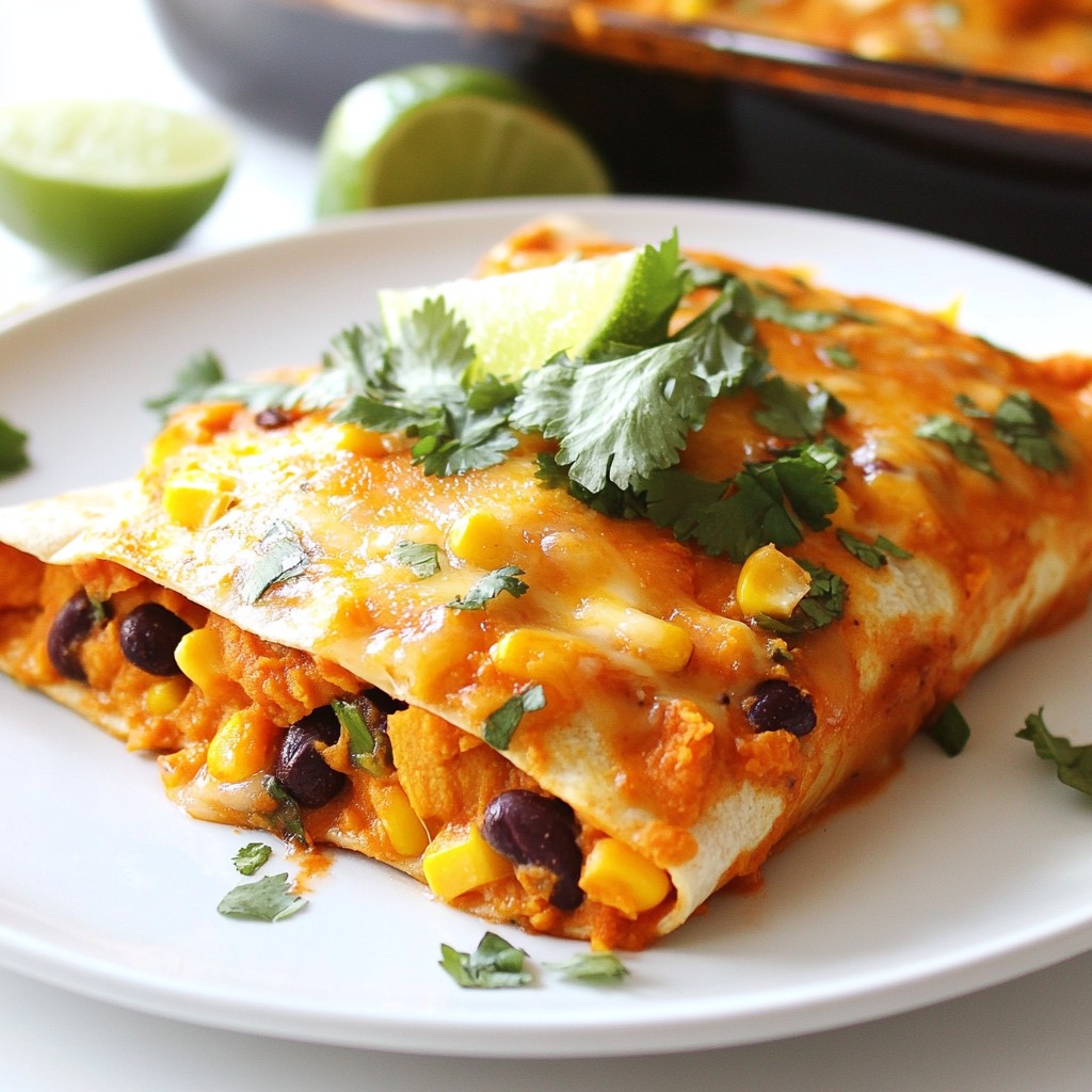 Savory Sweet Potato Black Bean Enchiladas Recipe