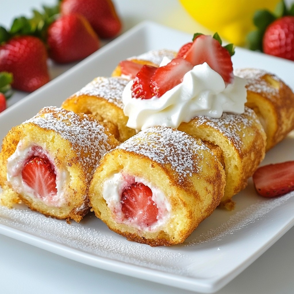Savory Strawberry Cheesecake French Toast Roll Ups