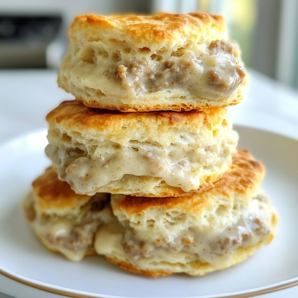 Fluffy Southern Buttermilk Biscuits with Sausage Gravy