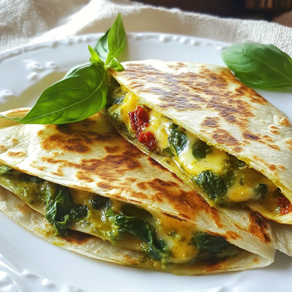 Pesto Spinach Breakfast Quesadilla Quick and Tasty Meal