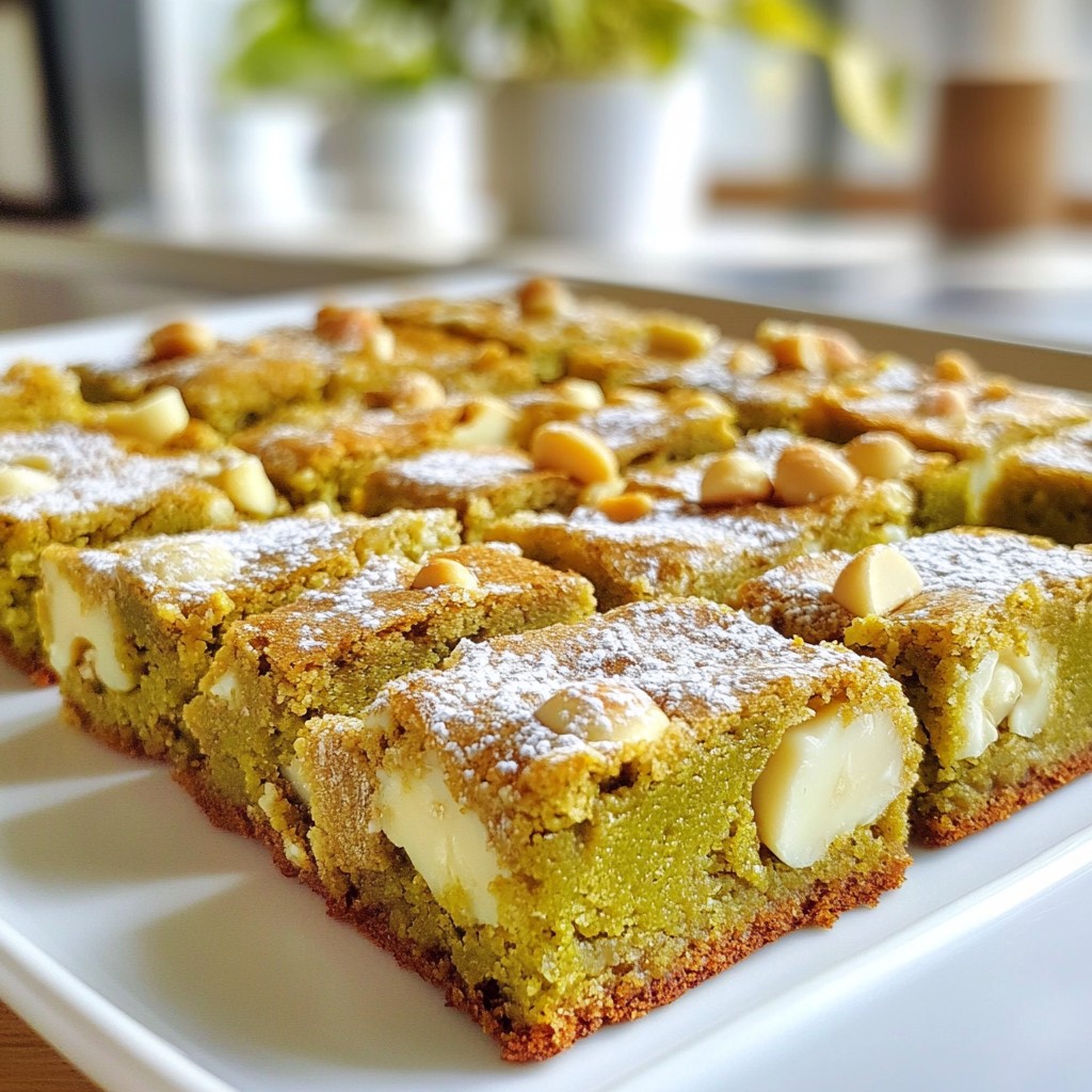 Matcha White Chocolate Blondies Delightfully Satisfying