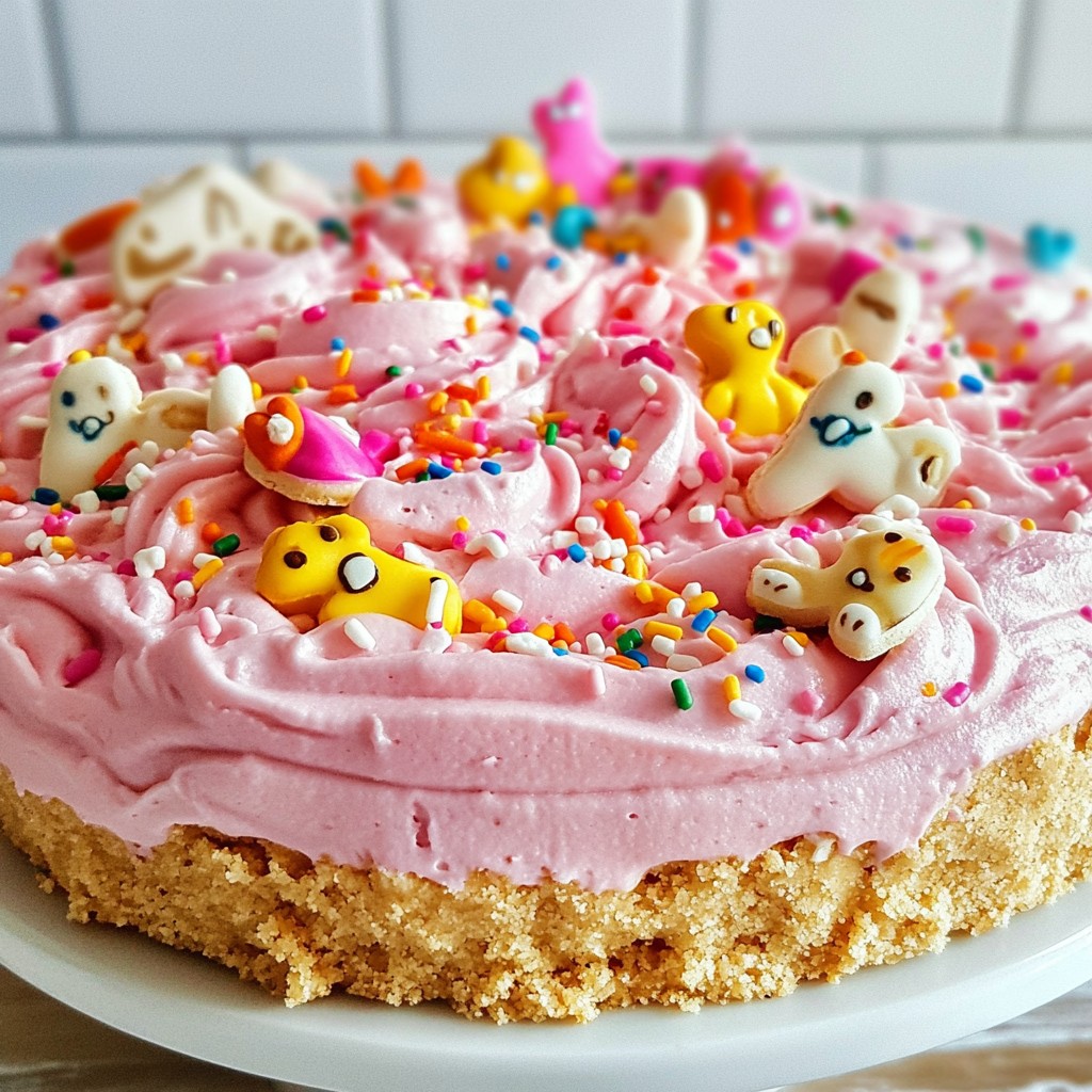 Frosted Circus Animal Cheesecake Delightful and Fun