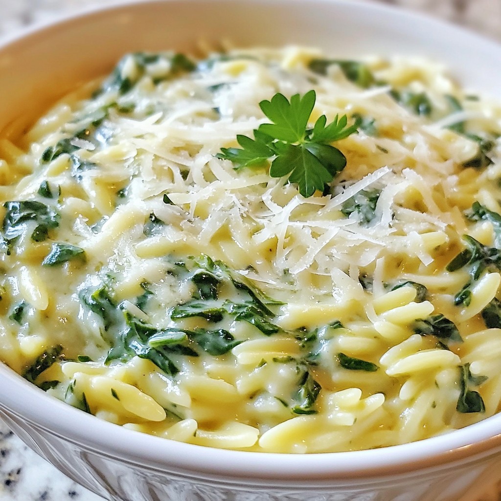Creamy Spinach Parmesan Orzo Flavorful and Simple Meal