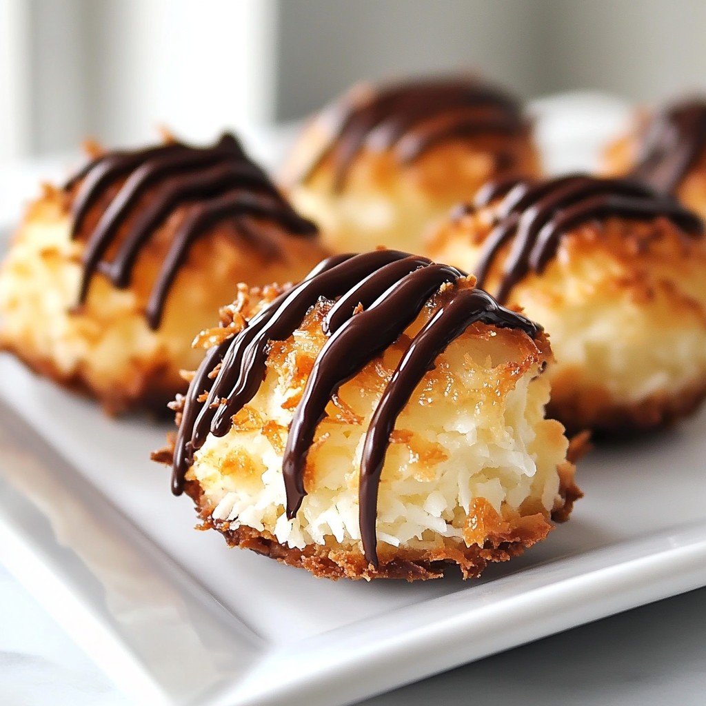 Chocolate Drizzled Coconut Macaroons Delightful Treat