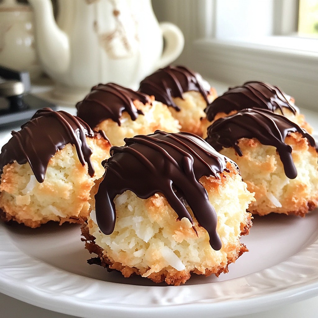 Chocolate Drizzled Coconut Macaroons Sweet Treats