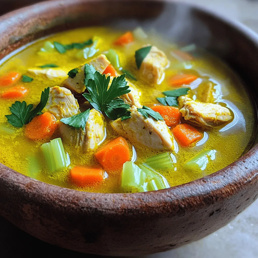 Turmeric holds many health benefits. This bright yellow spice is well-known for its anti-inflammatory properties. When we add turmeric to chicken soup, it helps fight inflammation in our bodies.