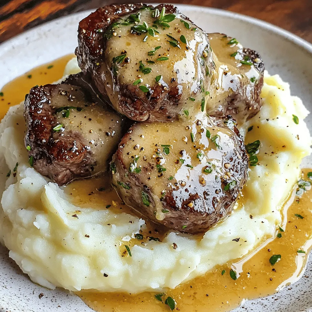 Creamy Garlic Butter Steak Bites with Mashed Potatoes